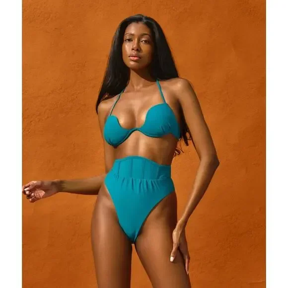 Andrea Iyamah Gura Crest Bikini Set Womens Size XS/ US 2-4 Color - Ocean